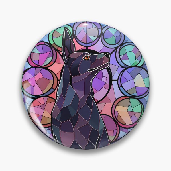 Item preview, Colorful Stained Glass Black Wolfdog designed and sold by octoboobs.