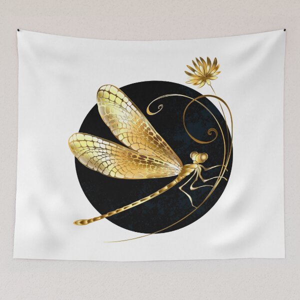 Item preview, Golden dragonfly in black circle designed and sold by Blackmoon9.