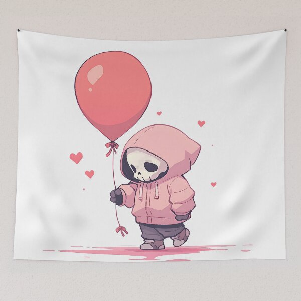 Item preview, Skeleton in hoodie holding a balloon  designed and sold by Biddakate.