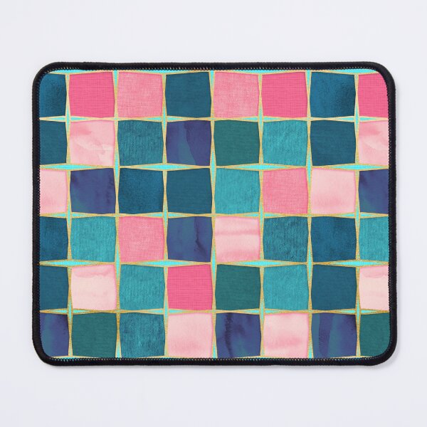 Item preview, Almost Squares Abstract Tile Collage in Pink and Blue  designed and sold by micklyn.