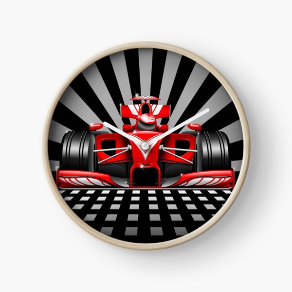 Formula 1 Red Race Car Clock