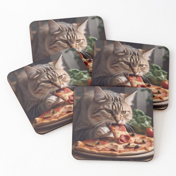 Item preview, A cat eating pizza designed and sold by M-Y-A-R-T-.