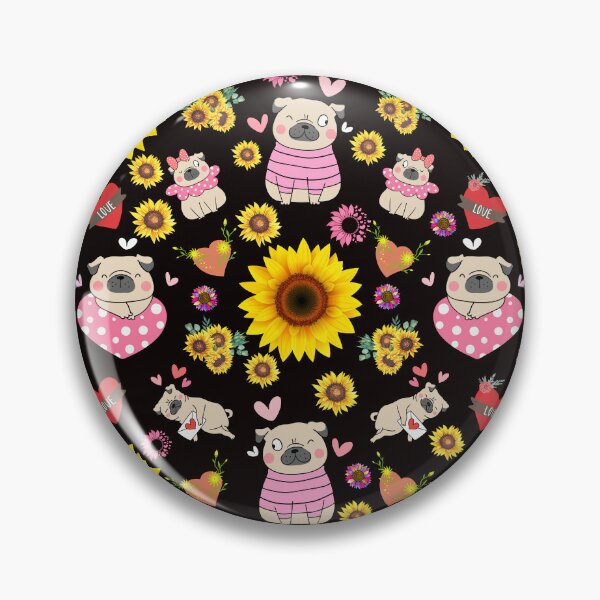 Item preview, Sunflower Pug Dog Pattern designed and sold by Wolfheartart.