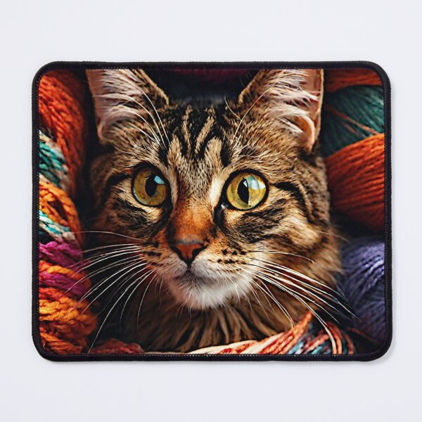 Item preview, The vibrant colors in the artwork seemed to come alive as they depicted a playful cat pouncing on a tangle of colorful yarn. designed and sold by Best-Art-32.