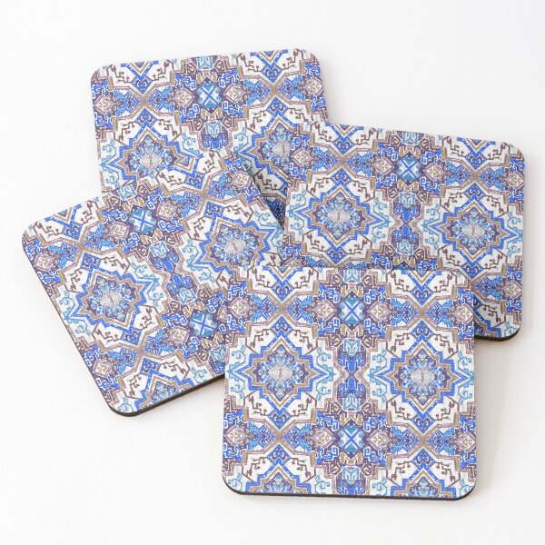 Item preview, Bohemian geometric rug ultramarine designed and sold by Alessandro Remo Mazzoni Remotextiles.