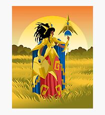 powerful armored woman warrior with spear Photographic Print