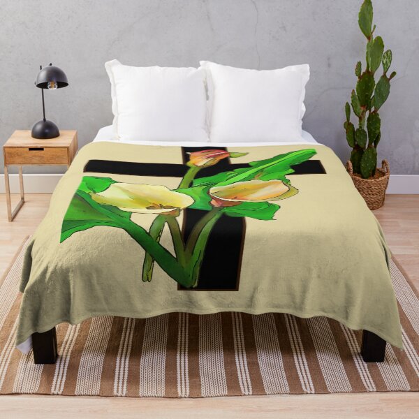 Item preview, Three Calla Lilies And Christian Cross Art  designed and sold by taiche.