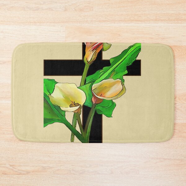 Item preview, Three Calla Lilies And Christian Cross Art  designed and sold by taiche.