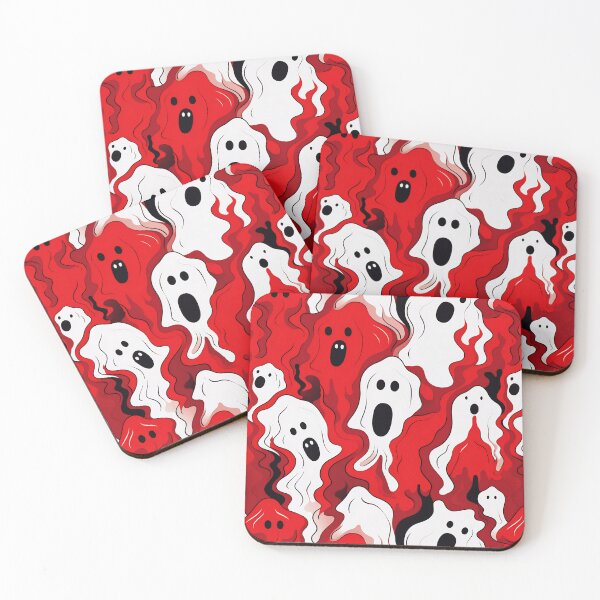 Item preview, Creepy Ghosts Red White Seamless Pattern designed and sold by Sturdust.