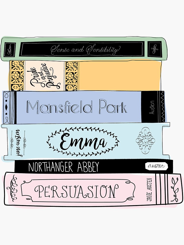 Jane Austen Book Stack - Colour  Sticker