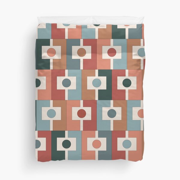 Item preview, Mid Century Modern Rektangel Geometric Pattern Terracotta and Smoky Teal designed and sold by kierkegaard.