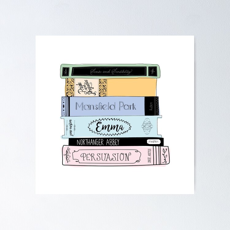 Jane Austen Book Stack - Colour  Sticker