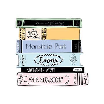 Artwork thumbnail, Jane Austen Book Stack - Colour by dollabails