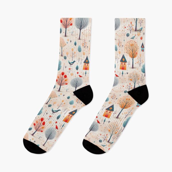 Aperçu de l'œuvre Illustration de nichoir naïf automne créée et vendue par Alessandro Remo Mazzoni Remotextiles.
