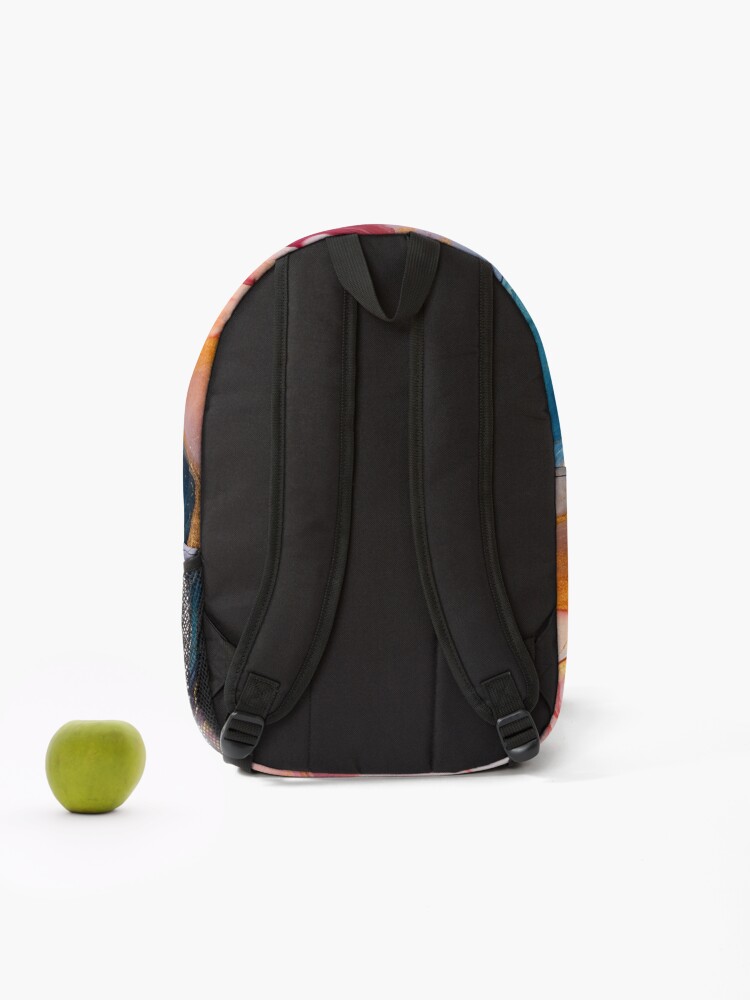 Thumbnail 2 of 3, Backpack, Multicolor rainbow marble pattern designed and sold by SmileshareShop.