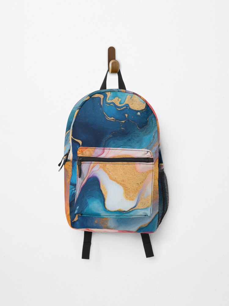 Thumbnail 1 of 3, Backpack, Multicolor rainbow marble pattern designed and sold by SmileshareShop.