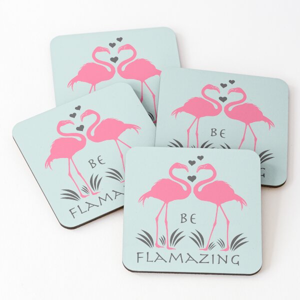 Item preview, Flamingo with hearts and lettering be flamazing designed and sold by MANUDOODLE.