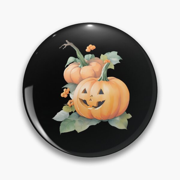 Item preview, Watercolor Hand Drawn Two Naughty Halloween Pumpkins designed and sold by BloomCatB.