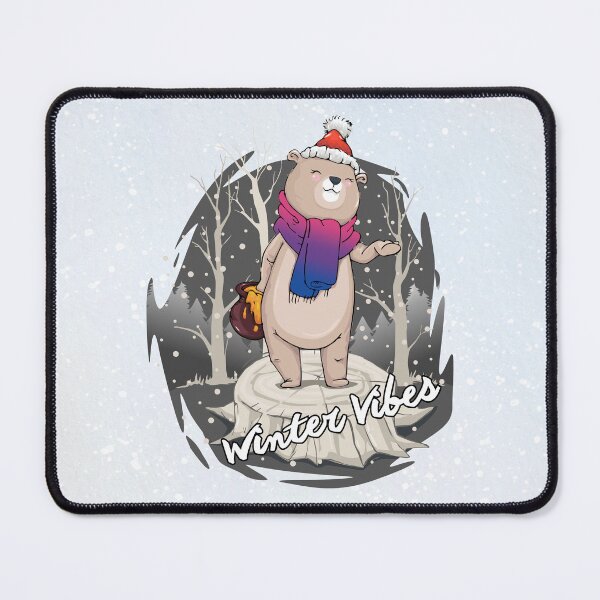 Item preview, Winter Vibes, Bear With Scarf In Bisexual Flag Colors designed and sold by Savchuk-Vova.