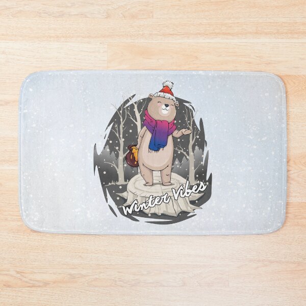 Item preview, Winter Vibes, Bear With Scarf In Bisexual Flag Colors designed and sold by Savchuk-Vova.