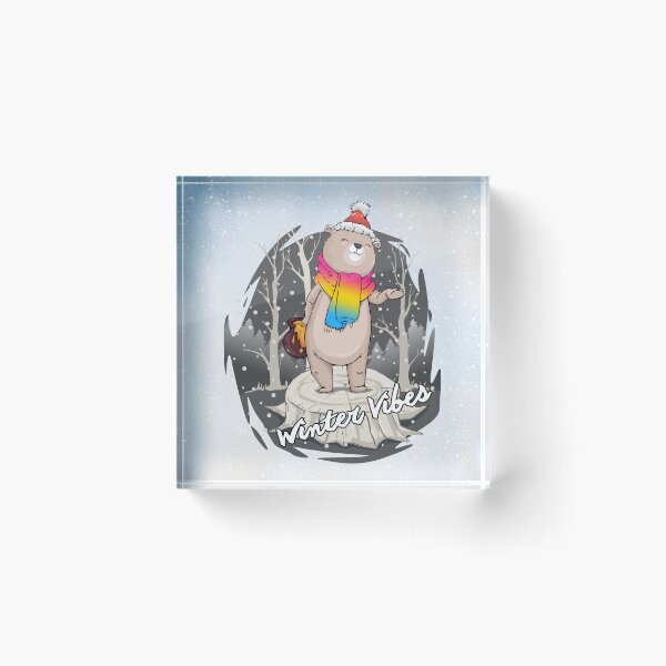 Item preview, Winter Vibes, Bear With Scarf In Pansexual Flag Colors designed and sold by Savchuk-Vova.