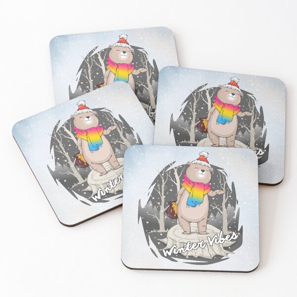 Item preview, Winter Vibes, Bear With Scarf In Pansexual Flag Colors designed and sold by Savchuk-Vova.