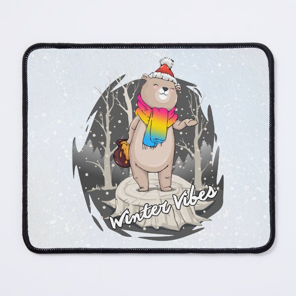 Item preview, Winter Vibes, Bear With Scarf In Pansexual Flag Colors designed and sold by Savchuk-Vova.