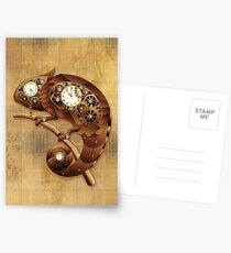 Steampunk Chamäleon Vintage-Stil Postkarten