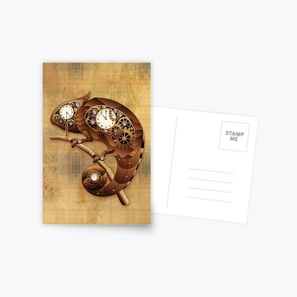 Steampunk Chameleon Vintage Style Postcard