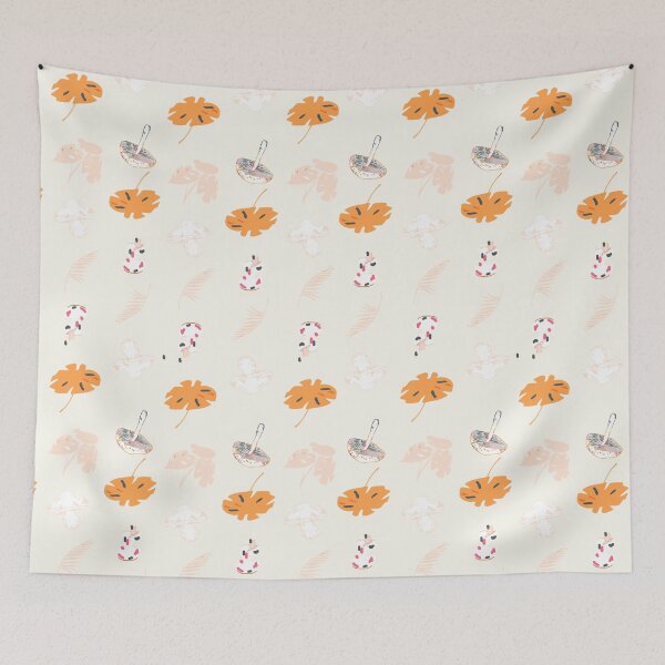 Item preview, Creamy Forest Whimsy: Gray, Orange, Purple Mushroom & Monstera designed and sold by ara-designs.