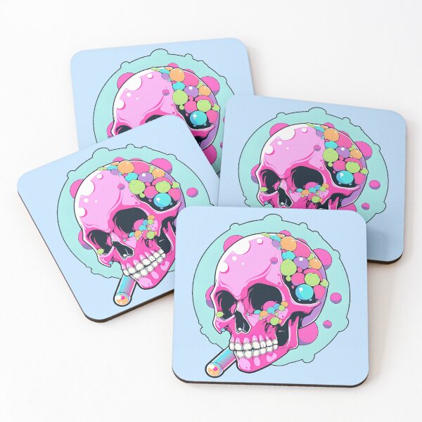 Item preview, Colorful Bubblegum Skull Lollipop Pink and Blue Sweets Juicy Spooky Halloween designed and sold by BubbleBone.