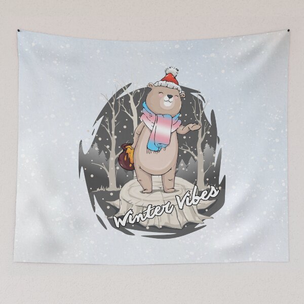 Item preview, Winter Vibes, Bear With Scarf In Transgender Flag Colors designed and sold by Savchuk-Vova.
