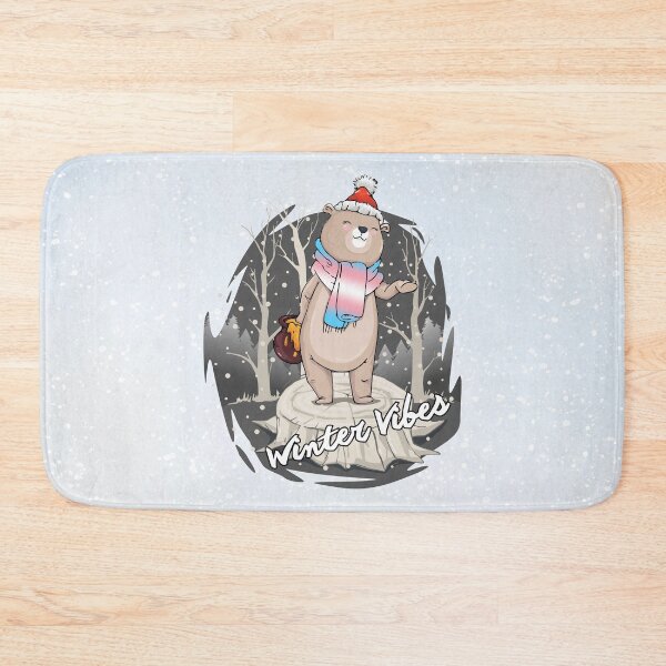 Item preview, Winter Vibes, Bear With Scarf In Transgender Flag Colors designed and sold by Savchuk-Vova.
