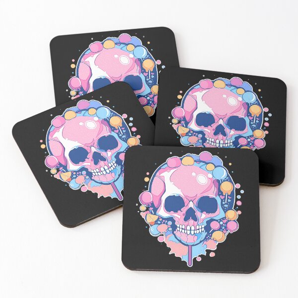Item preview, Colorful Bubblegum Skull Lollipop Pink and Blue Sweets Juicy Spooky Halloween designed and sold by BubbleBone.