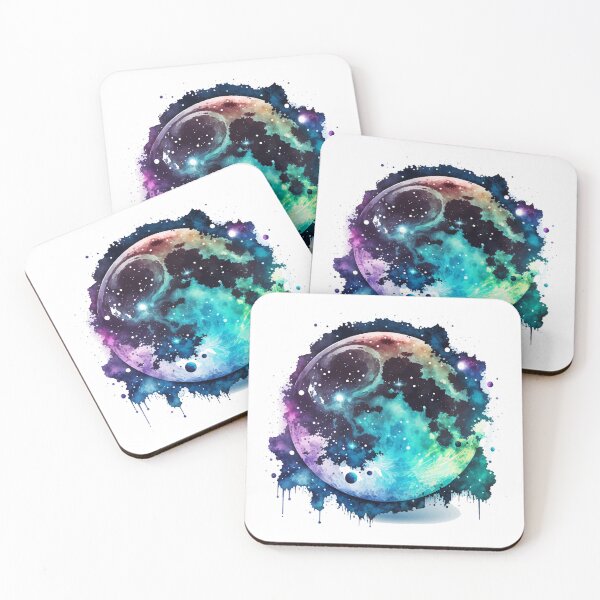 Item preview, Full Moon Watercolor with Paint Splatters and Ink Drips designed and sold by StephanieWard.