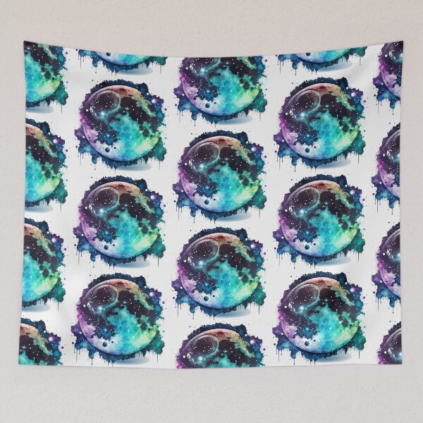 Item preview, Full Moon Watercolor with Paint Splatters and Ink Drips designed and sold by StephanieWard.