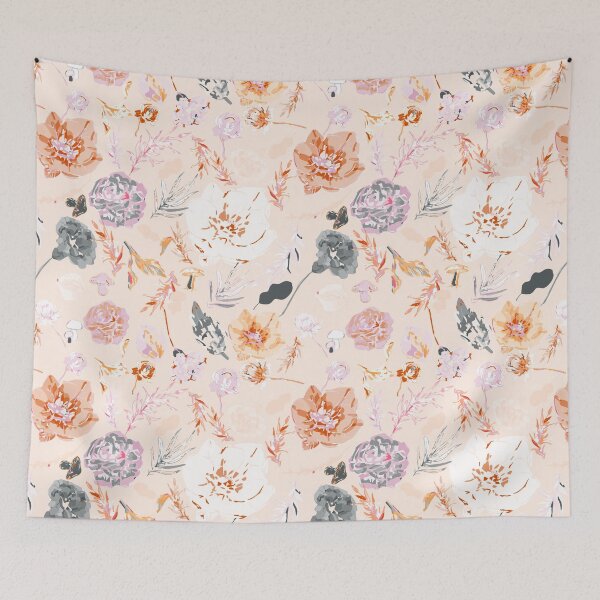 Item preview, Soft Purple & Orange Floral Bounty on Pink designed and sold by ara-designs.