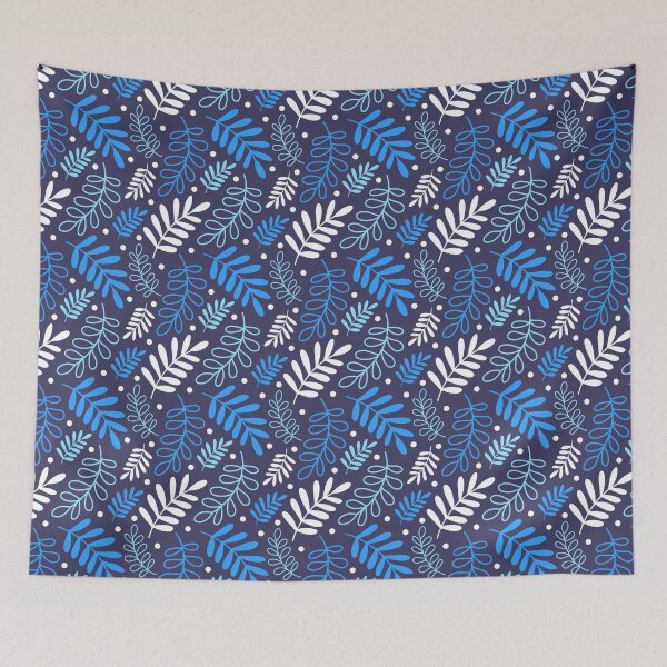 Item preview, Botanical Nature Leaves pattern blue designed and sold by Nicola-Rowe.