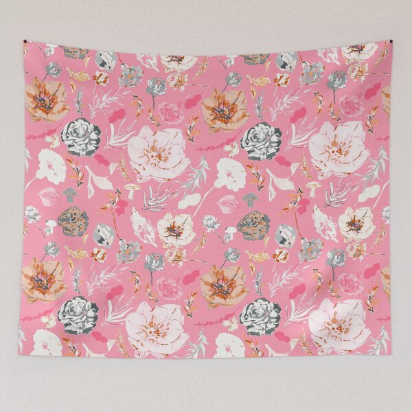 Item preview, Fuchsia Elegance: Soft Pink, White, Orange Big Florals designed and sold by ara-designs.