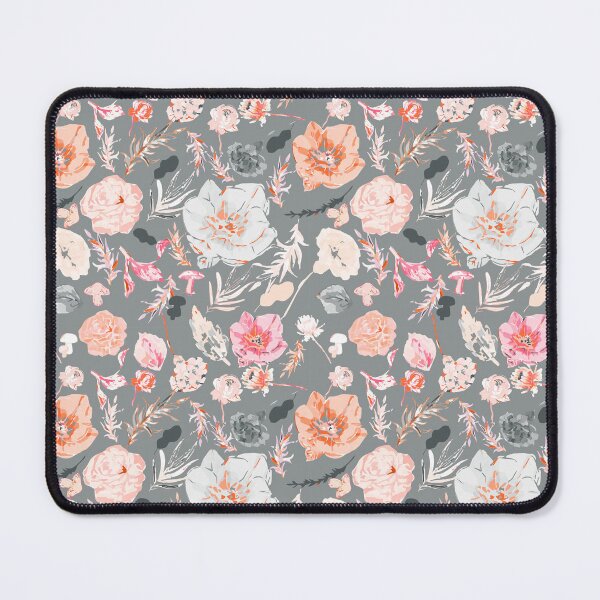 Item preview, Graceful Gray Canvas with Soft Pink, White, and Orange Big Florals designed and sold by ara-designs.
