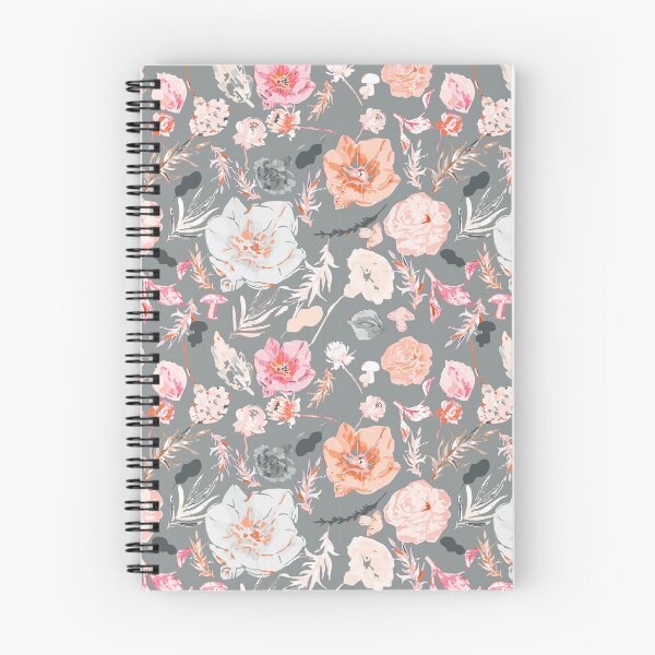 Item preview, Graceful Gray Canvas with Soft Pink, White, and Orange Big Florals designed and sold by ara-designs.