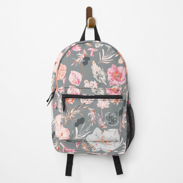 Item preview, Graceful Gray Canvas with Soft Pink, White, and Orange Big Florals designed and sold by ara-designs.