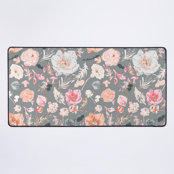 Item preview, Graceful Gray Canvas with Soft Pink, White, and Orange Big Florals designed and sold by ara-designs.