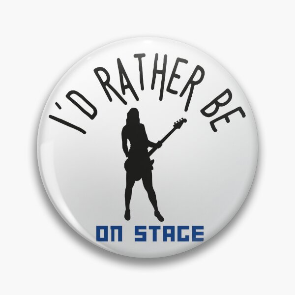 Item preview, I´d rather be on music stage, female bass guitarist. Black text and image. Gifts & Merchandise.  designed and sold by LindaLG.