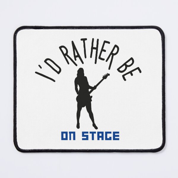 Item preview, I´d rather be on music stage, female bass guitarist. Black text and image. Gifts & Merchandise. designed and sold by LindaLG.