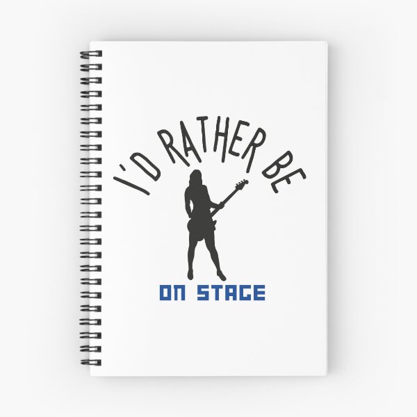 Item preview, I´d rather be on music stage, female bass guitarist. Black text and image. Gifts & Merchandise.  designed and sold by LindaLG.