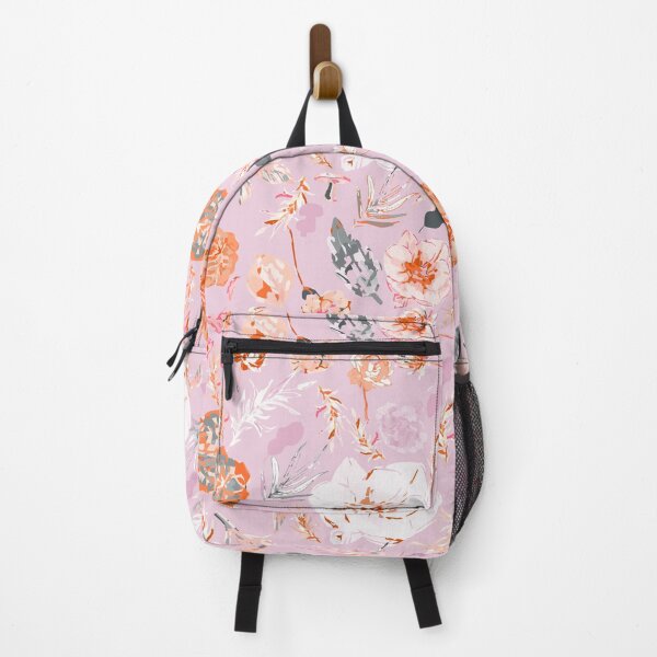 Item preview, Romantic Pink Canvas with Soft Gray, White, and Orange Big Florals designed and sold by ara-designs.