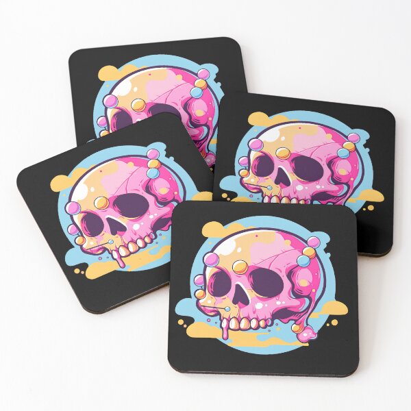 Item preview, Colorful Bubblegum Skull Lollipop Pink and Blue Sweets Juicy Spooky Halloween designed and sold by BubbleBone.
