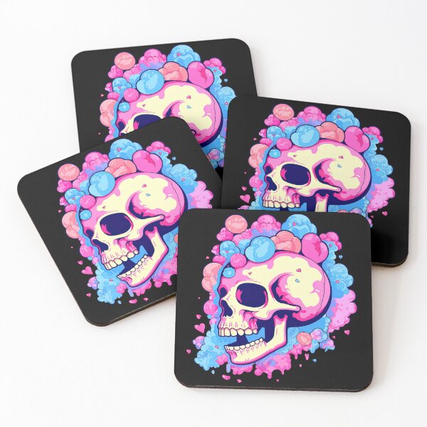Item preview, Colorful Bubblegum Skull Lollipop Pink and Blue Sweets Juicy Spooky Halloween designed and sold by BubbleBone.