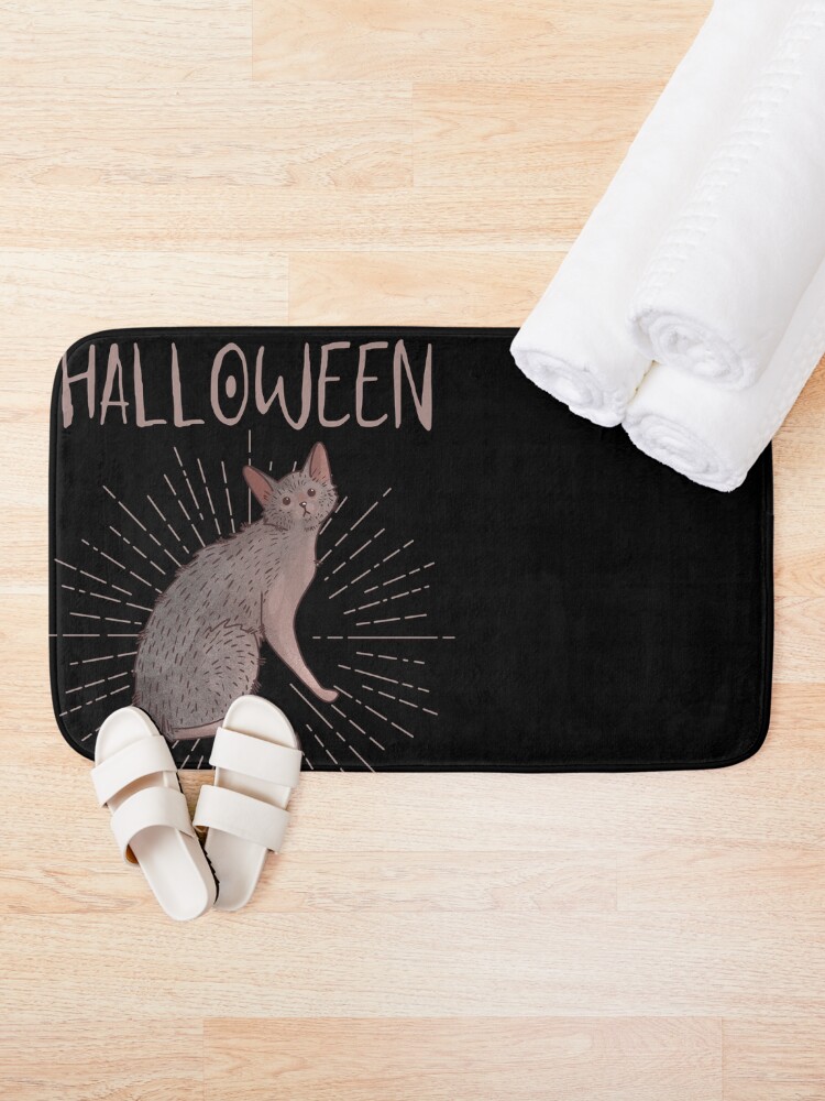 Thumbnail 2 of 6, Bath Mat, Halloween Haunters - Lykoi Werewolf Cat - Halloween design designed and sold by FelineEmporium.